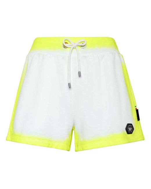 Philipp Plein Yellow Logo-patch Cotton Blend Shorts