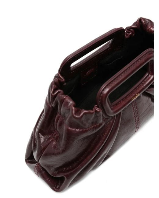 Maje Brown Crackled Leather Milpli Mini Clutch