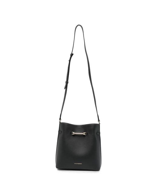 Strathberry White Corda Bucket Leather Tote Bag