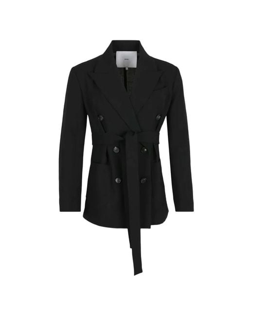 Setchu Black Belted Double-Breasted Blazer for men