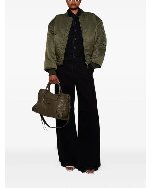 Entire studios Green Puffe-Sleeve Bomber Jacket