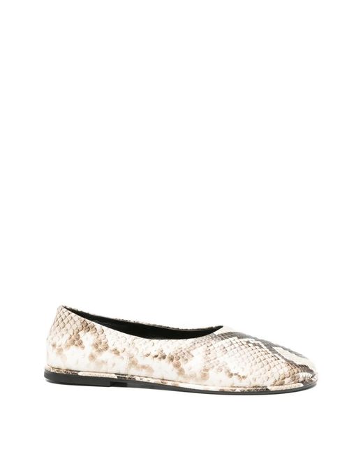 Teurn Studios White Suri Snake-Print Flat Pumps