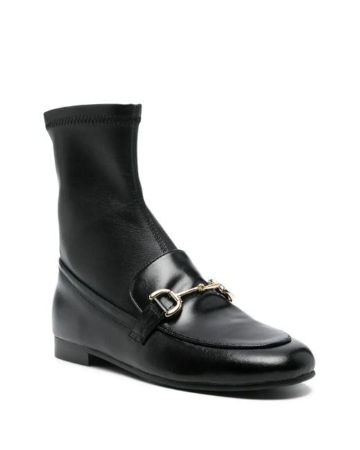 Bibi Lou Black Buckle-Detail Sock Boots