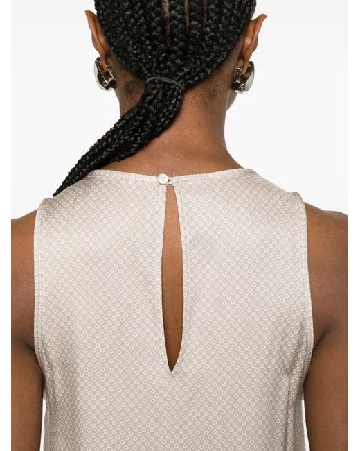 Peserico White Robe Asymétrique Marta À Imprimé Géométrique