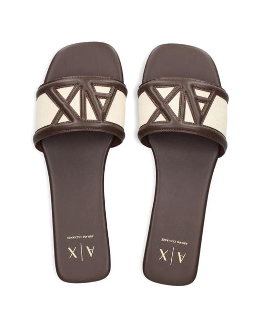 ARMANI EXCHANGE White Logo-Detail Sandals