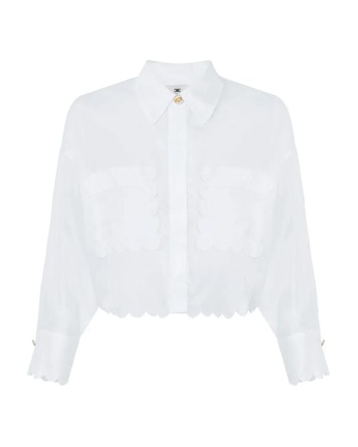 Camicia Con Bordo A Smerlo di Elisabetta Franchi in White