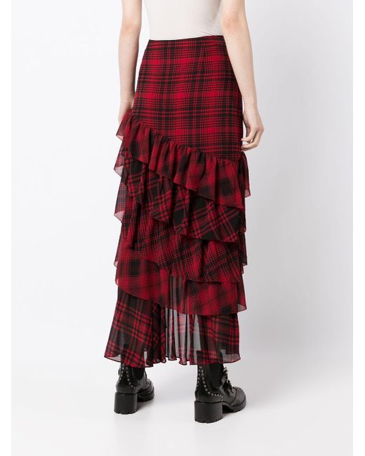 Polo Ralph Lauren Tartan-print Ruffled Skirt in Red Lyst UK