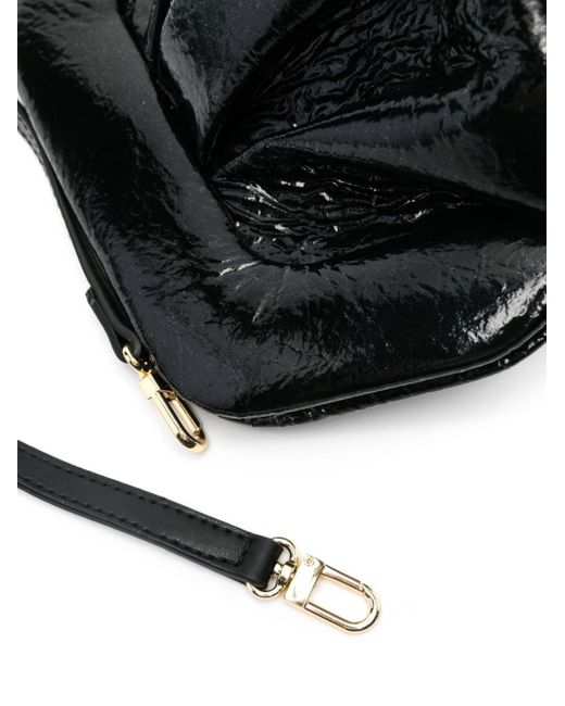 THEMOIRÈ Black Gea Patent Clutch Bag