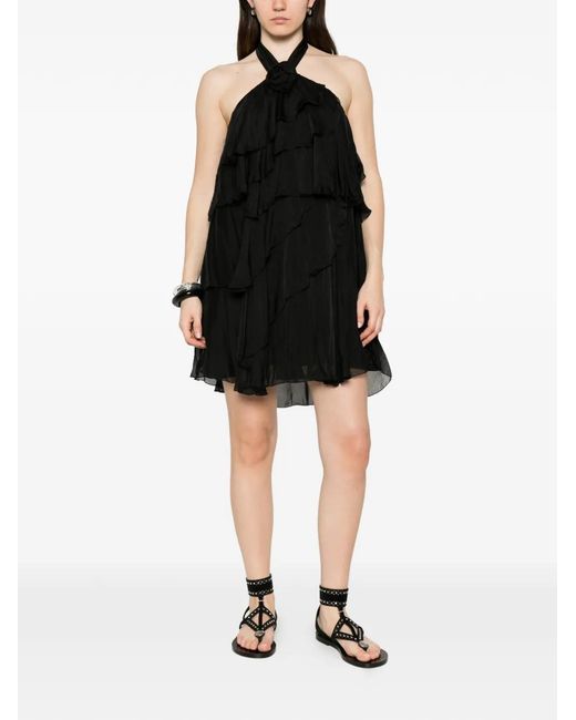 Dixie Black Ruffled Halterneck Dress