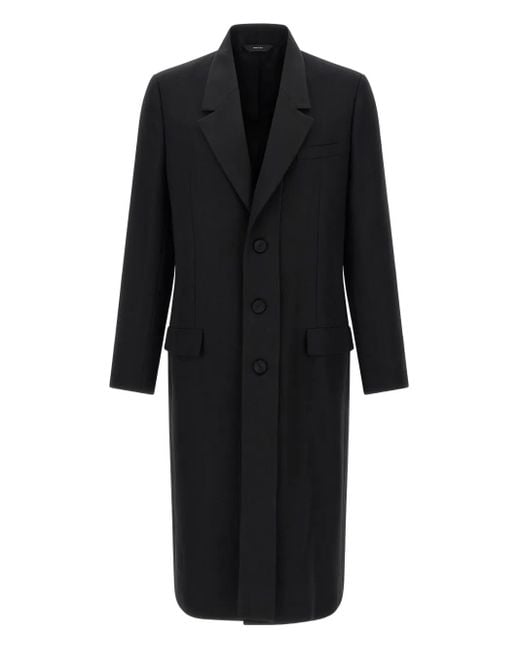 Fendi Black Crepe Wool Coat for men