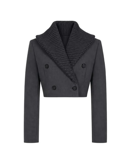 DIESEL Blue G-Olden Double-Breasted Cropped Blazer