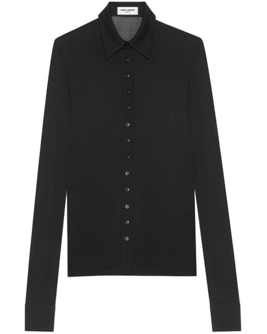 Chemise à col italien Saint Laurent en coloris Black