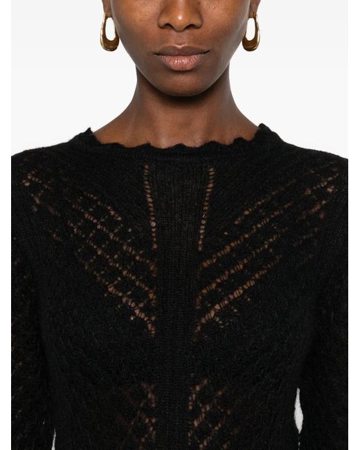 Twinset Black Pull À Poignets Volantés