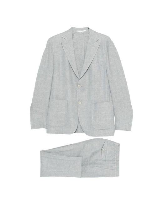 Eleventy Gray Notched-Lapel Single-Breasted Suit for men
