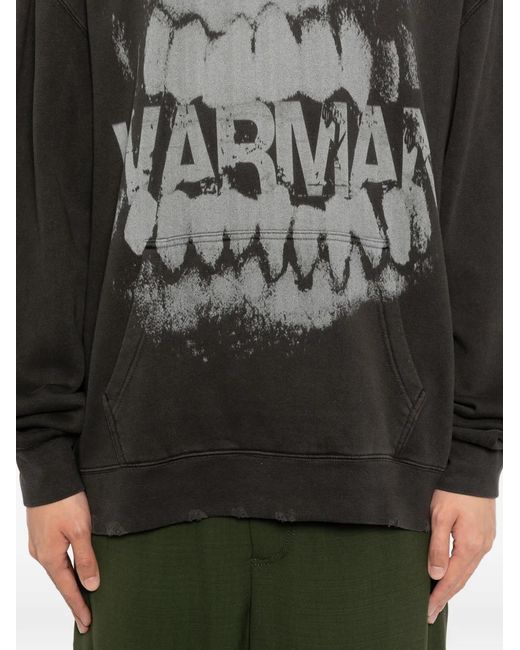 WARMAN Black Printed Hoodie for men