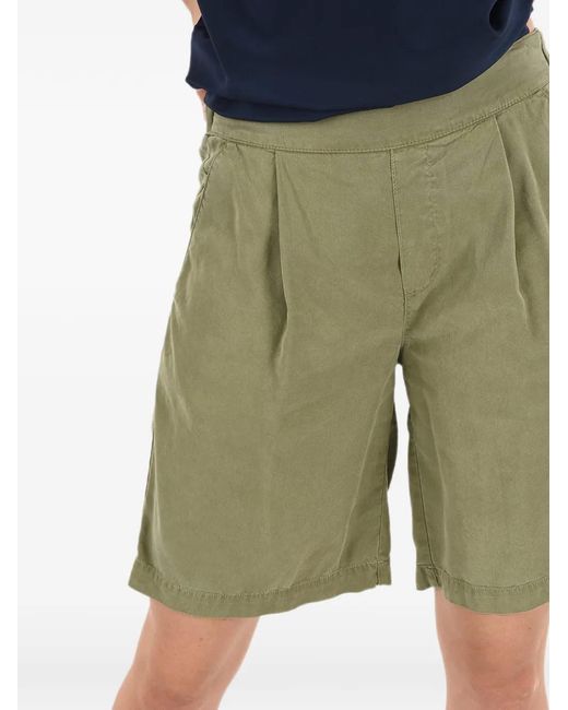 Woolrich Green Pleated Elastic-Waist Shorts