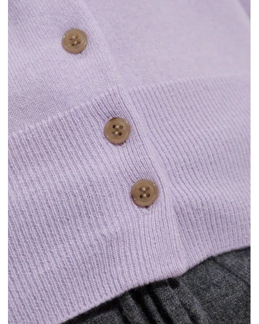 Lisa Yang Purple Cardigan aus Kaschmir mit Knopfmanschetten