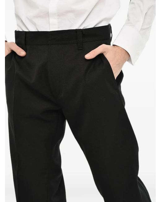 DSquared² Black Belt-Loops Concealed-Closure Trousers for men