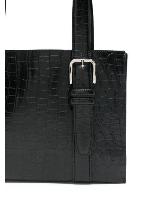 Cordera Black Crocodile-Embossed Shoulder Bag