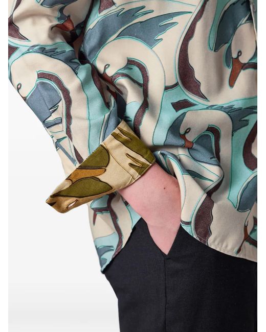 Paul Smith Blue Swan Patterned Shirt for men