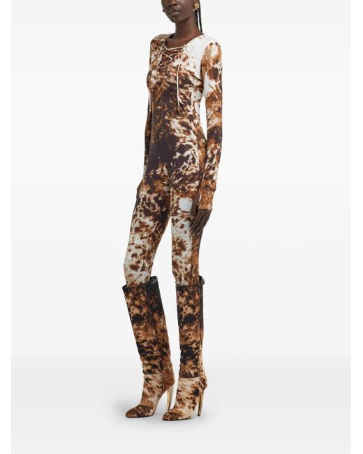 Roberto Cavalli Brown Appaloosa Jumpsuit