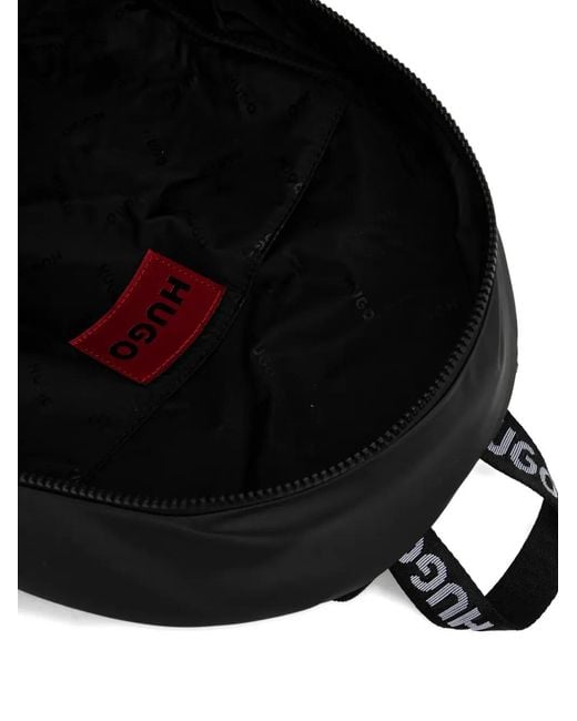HUGO Black Wanner Logo-Detail Backpack for men