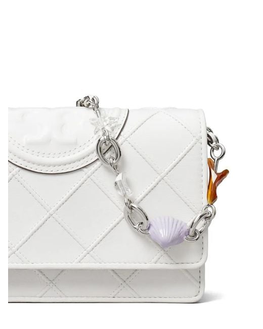 Tory Burch White Fleming Charm Chain Crossbody