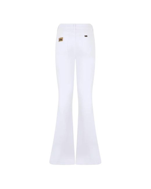 Lois White Logo-Patch Flared Jeans
