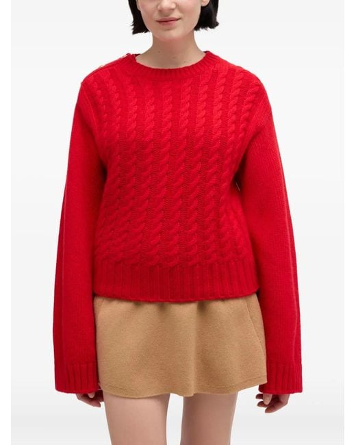 Ganni Red Cable Wool Mix Sweater