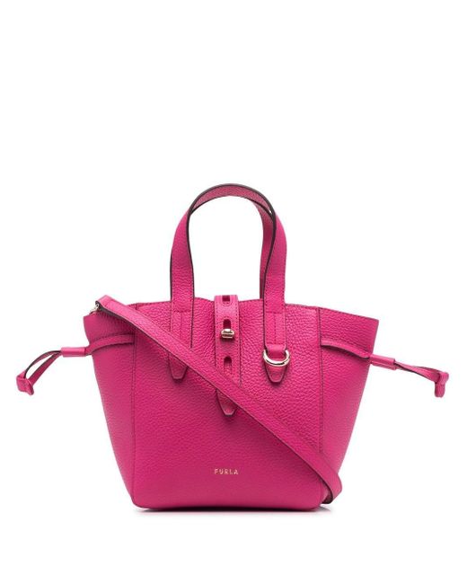 Furla Leather Net Mini Tote Bag in Pink | Lyst