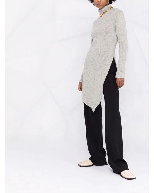 Jil Sander White Asymmetric Wool Sweater