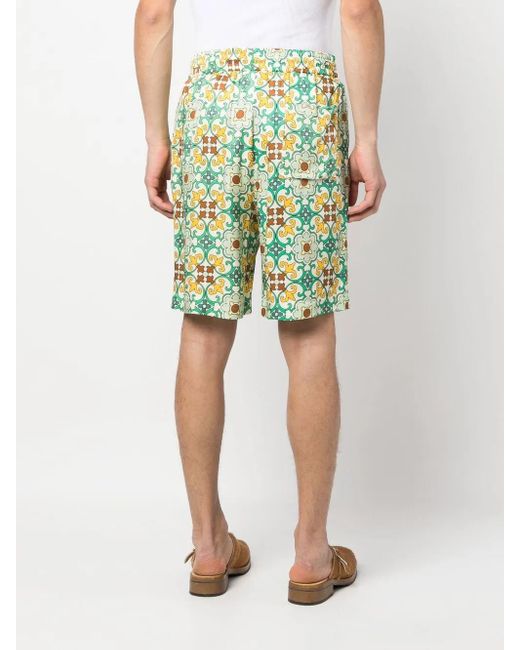 Drole de Monsieur Green Faïence Printed Shorts for men
