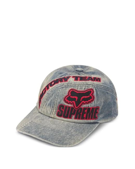 Supreme X Fox Racing Logo-Embroidered Cap in Blue for Men | Lyst