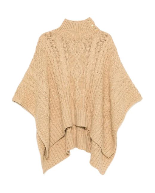 Ralph Lauren Natural Cable Knit Button Poncho