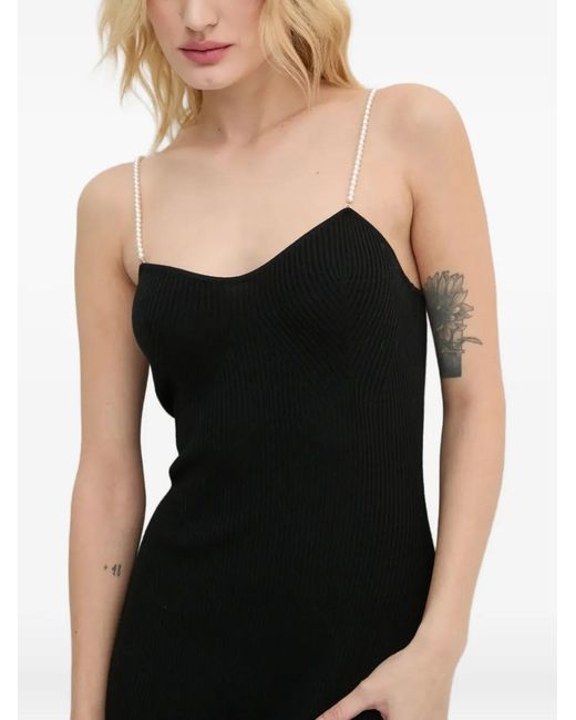 From Future Black Pearl-Strap Midi Dress