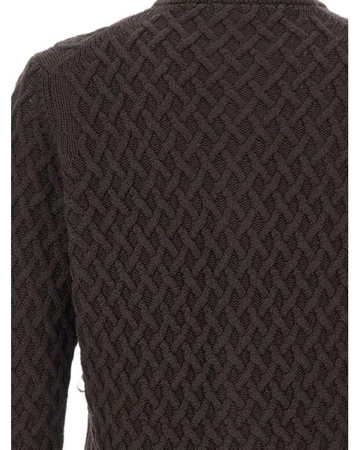 FILIPPO DE LAURENTIIS Black Cable-Knit Merino-Wool Cardigan for men
