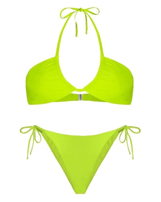 Mc2 Saint Barth Yellow Halter-Neck Tie-Side Bikini