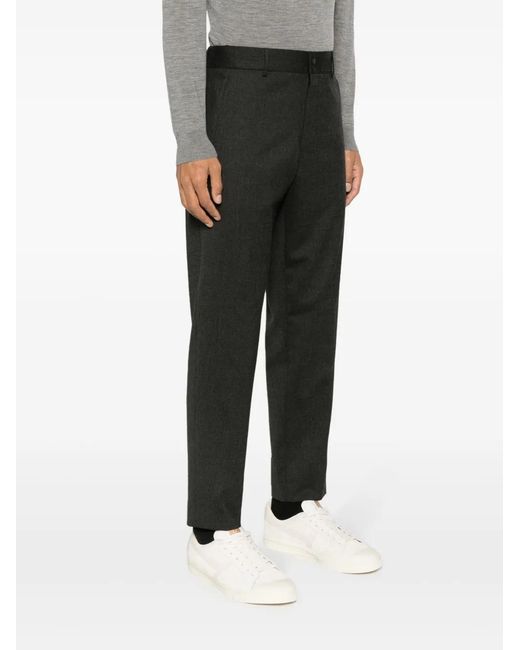 PT Torino Gray Sigma Twill-Weave Tailored Trousers for men