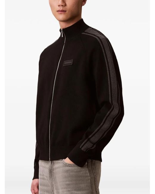 Calvin Klein Blue Logo-Patch Side-Stripe Jacket for men