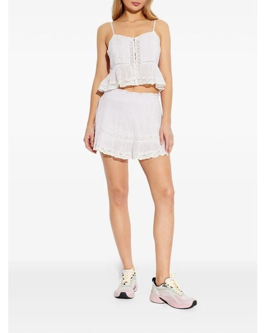LoveShackFancy White Lace Button Top