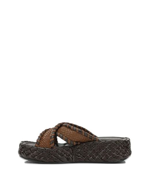 Toni Pons Brown Claquettes À Brides Croisées Tressées