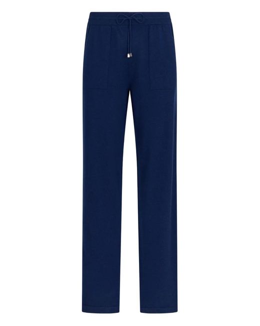 Malo Blue Drawstring-Waist Trousers for men