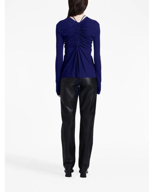 Proenza Schouler Blue Gathered-Detail Long-Sleeve Top