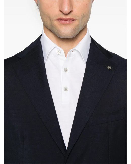 Tagliatore Blue Jacket With Front Button Fastening for men