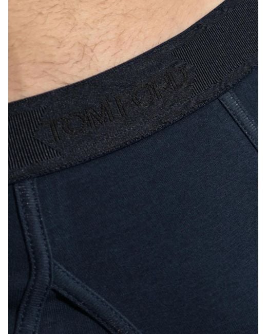 Tom Ford Blue Logo-Waistband Briefs for men