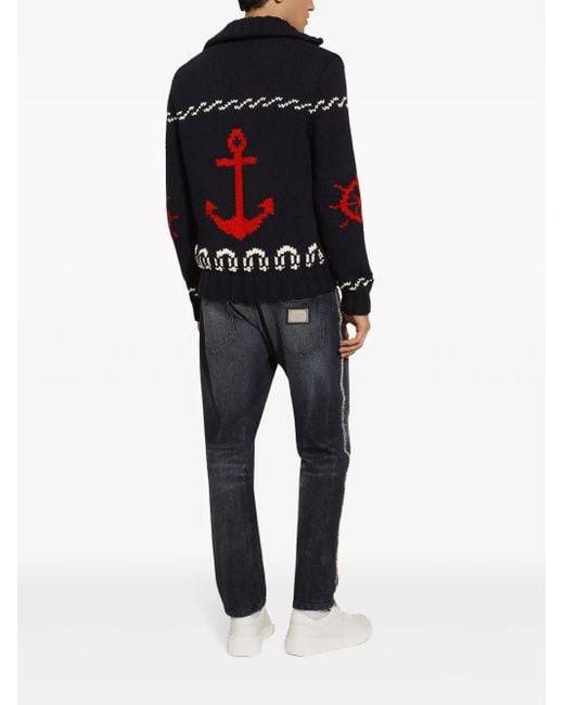 Dolce & Gabbana Blue Logo-Plaque Tapered Jeans for men