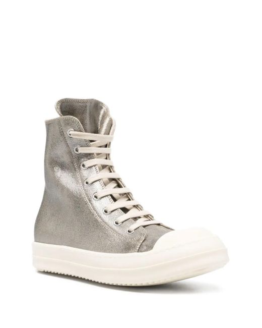 Rick Owens Natural Lace-Up High-Top Sneakers