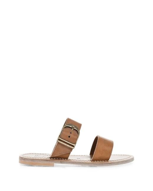 K. Jacques Brown Buckle-Fastening Leather Sandals