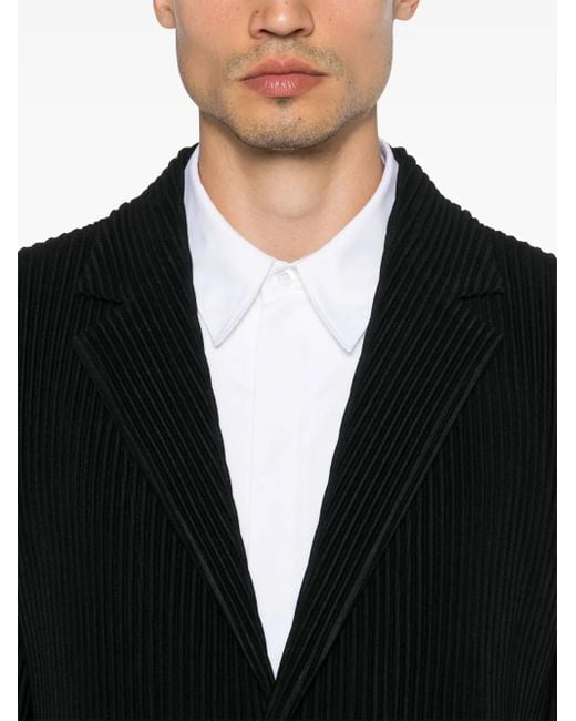 Homme Plissé Issey Miyake Black Plissé Blazer for men