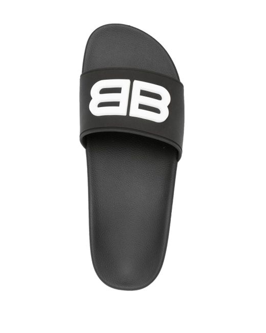 Balenciaga Black Pantoletten mit Logo-Applikation 40mm